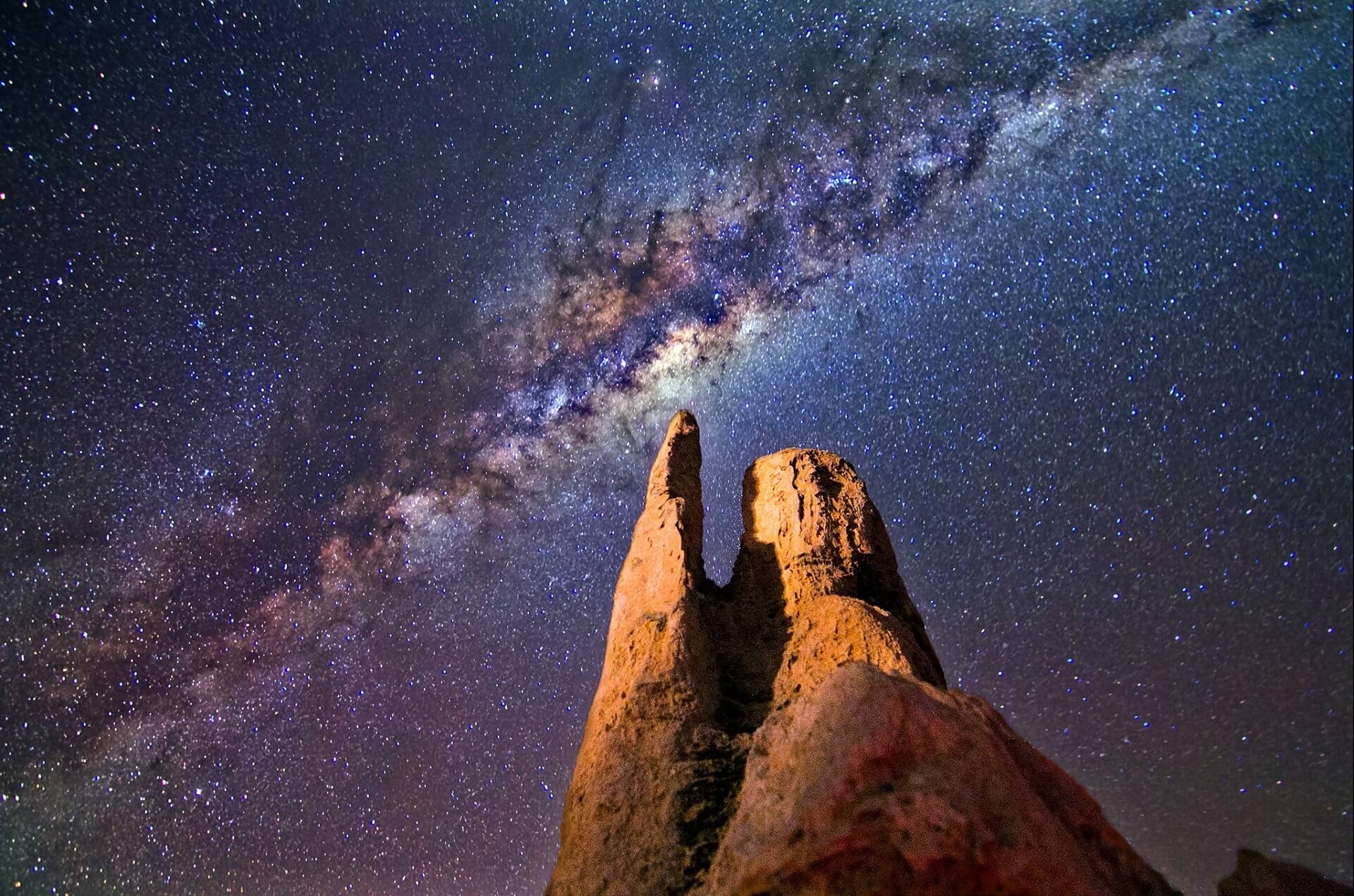 Arizona rock formation with Milky Way in background